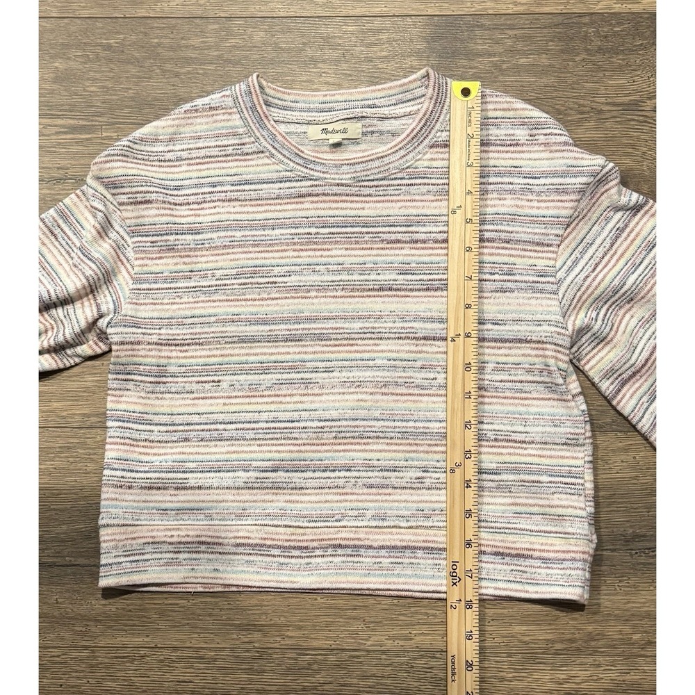 Madewell XS Space Dye Cropped Sweatshirt Balloon Sleeve Crewneck Pullover - Picture 6 of 8